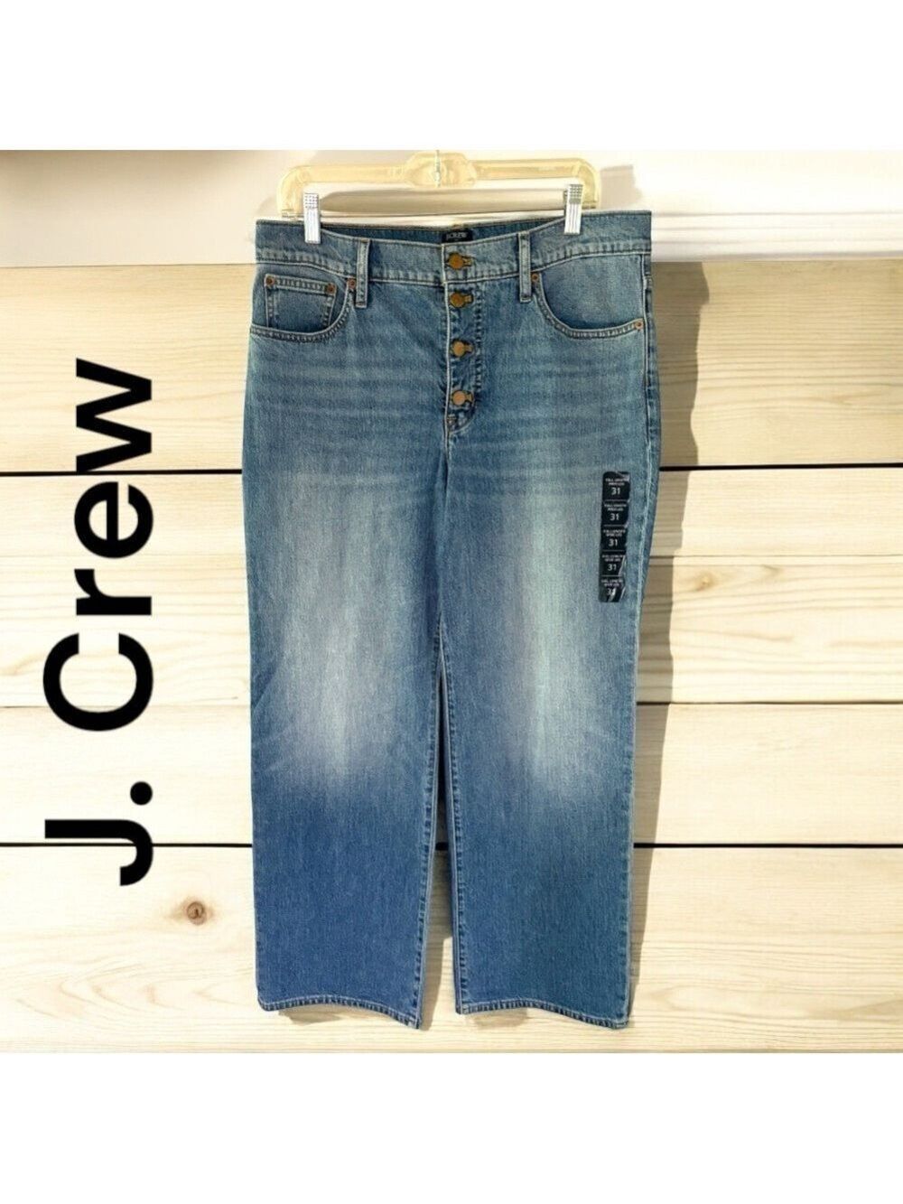 J. Crew-NWT women’s full length wide leg jeans. Size 31 or 12. Button fly. NEW!